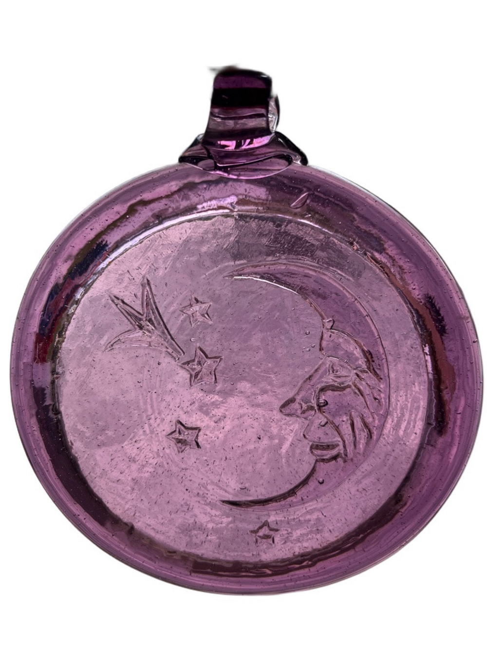 BLENKO Purple Moon & Stars Hanging Glass Suncatcher